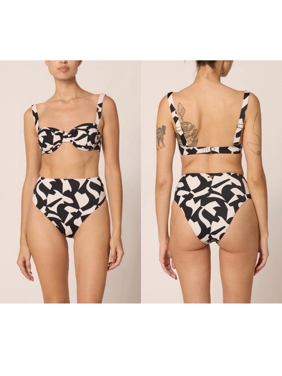 Cleobella Other - NWT Cleobella Kimber High Waisted Bikini Bottom Osaria Black White Size Small